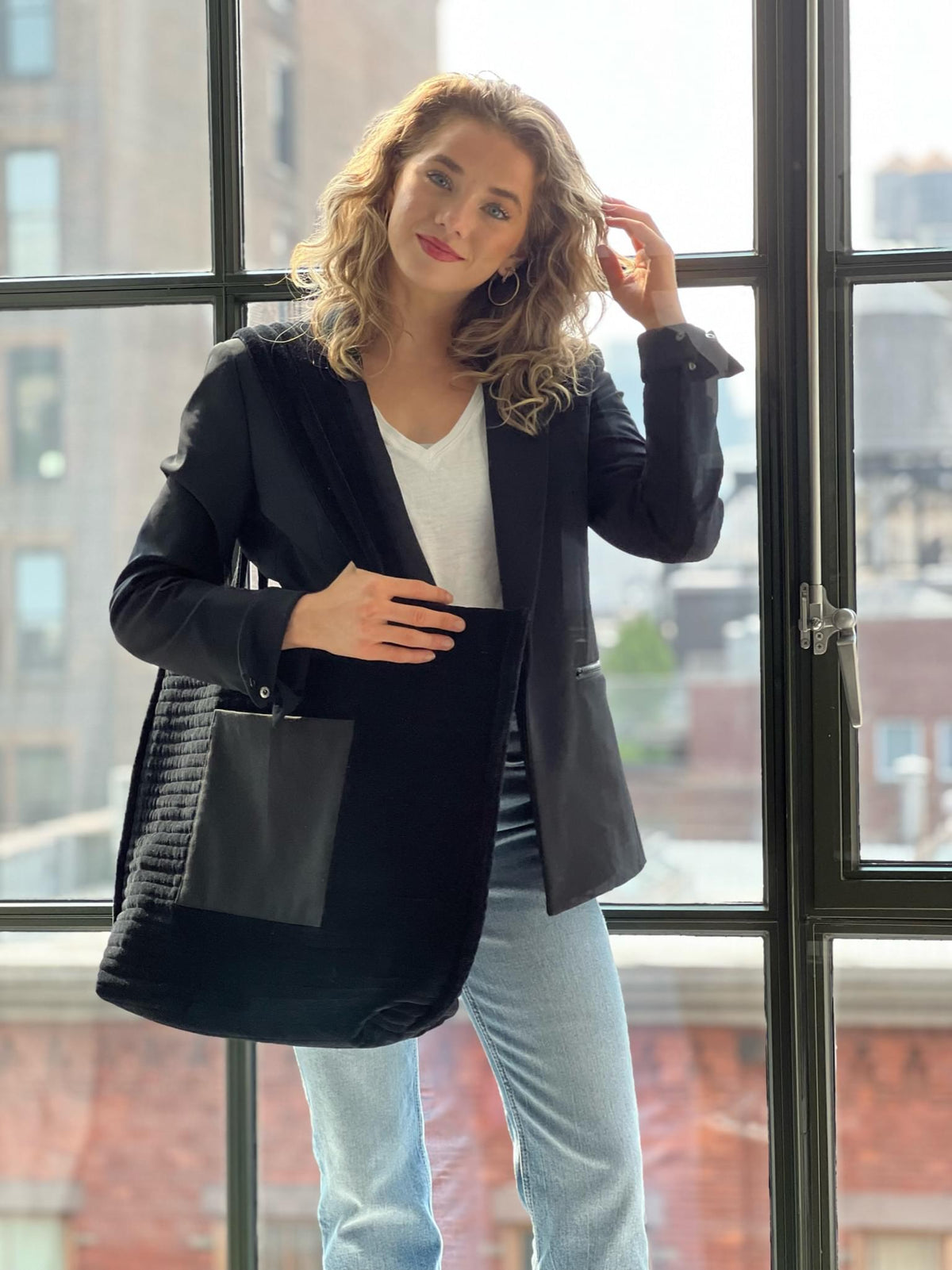 Quilted Velvet Everything Bag - Black - Quilted Koala