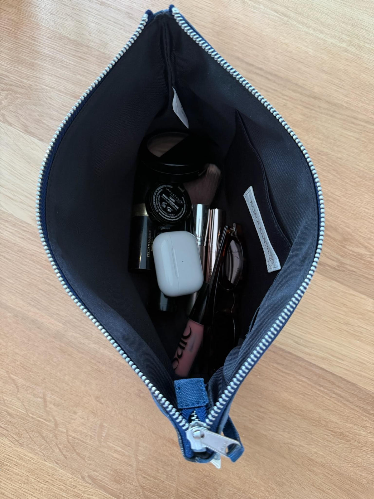 Clutch Bag: Dark Blue Camo with Wine Heart - Quilted Koala