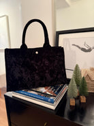 SPECIAL! Black Velvet Midi East West Crossbody + FREE Black Leopard Clutch - Quilted Koala