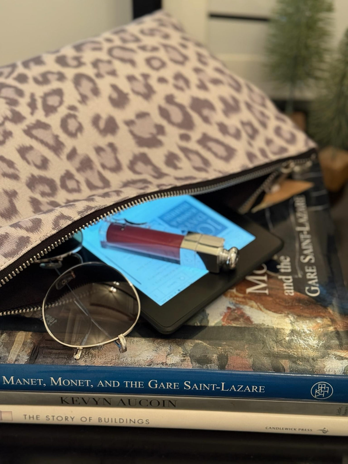 Grey Leopard Midi East West Crossbody + FREE Grey Leopard Clutch - Quilted Koala