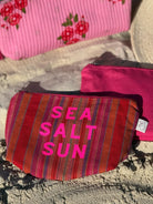 SEA SALT SUN Makeup Bag in Pink Happy Stripe - Quilted Koala