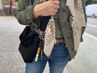 Midi Town Crossbody Bag: Black Vegan Suede + Beaded Paracord Charm - Quilted Koala
