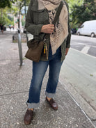 Midi Town Crossbody Bag: Olive Vegan Suede + Beaded Paracord Charm - Quilted Koala