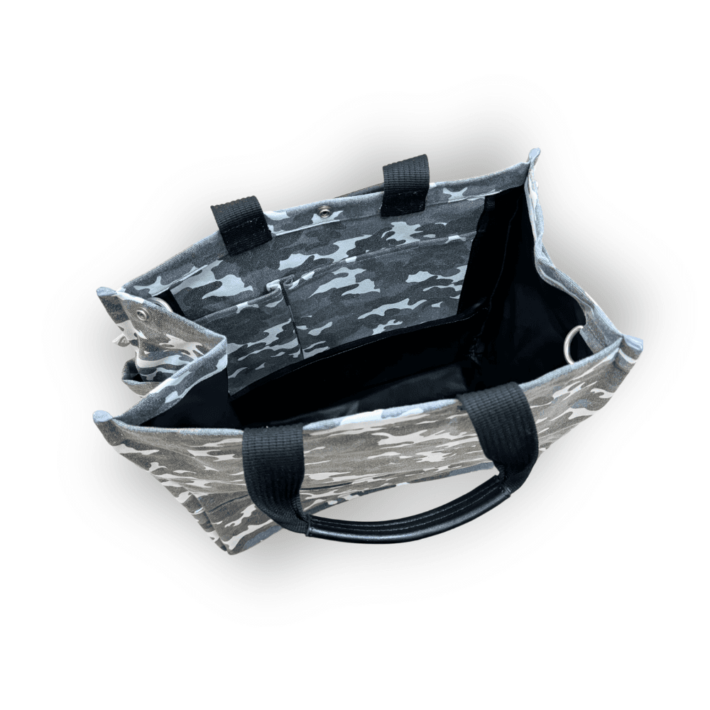 Grey Camo Luxe North South Bag + FREE Neon Yellow & Grey Luxe Strap - Quilted Koala