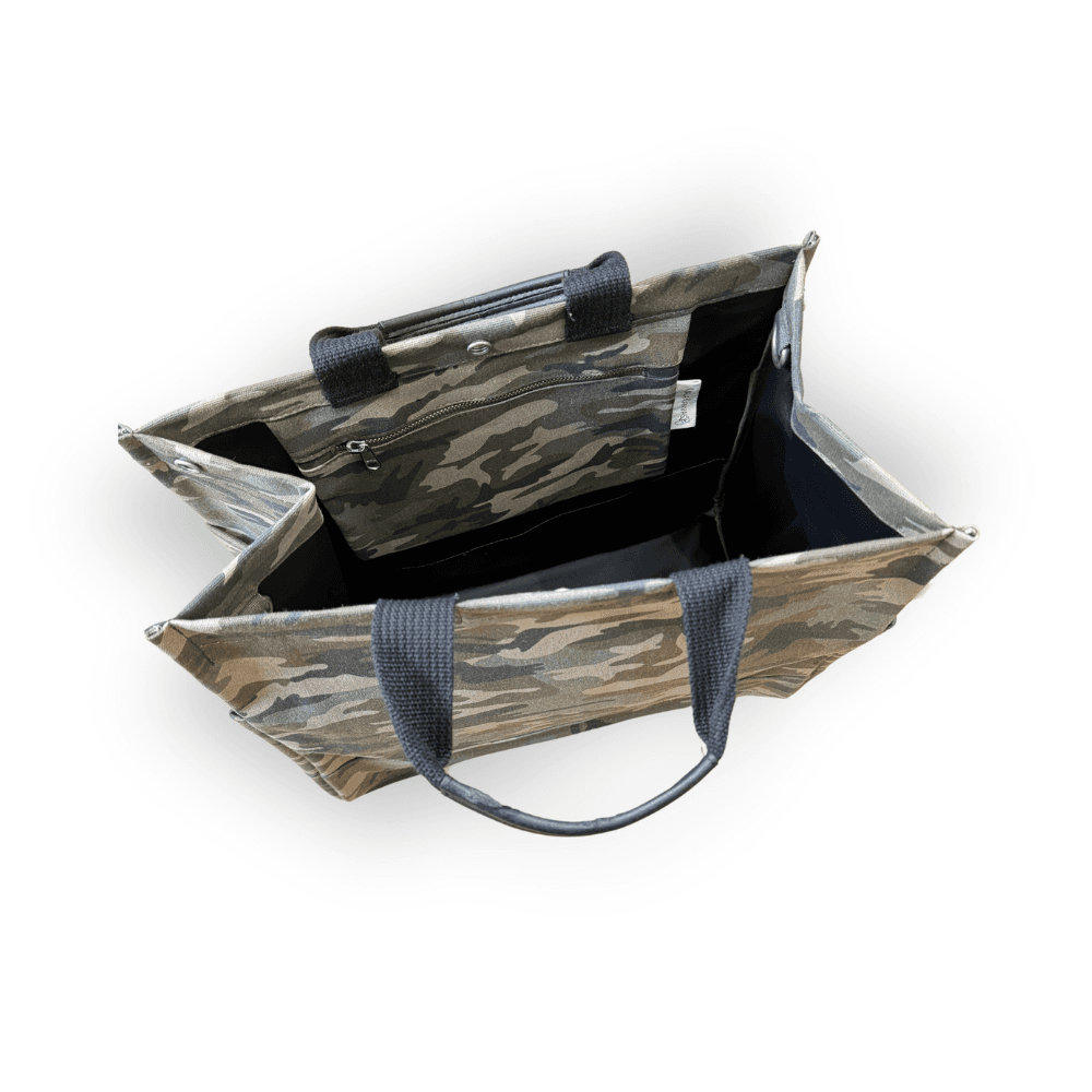 Green Camo Luxe North South Bag + FREE Navy & Red Luxe Strap - Quilted Koala