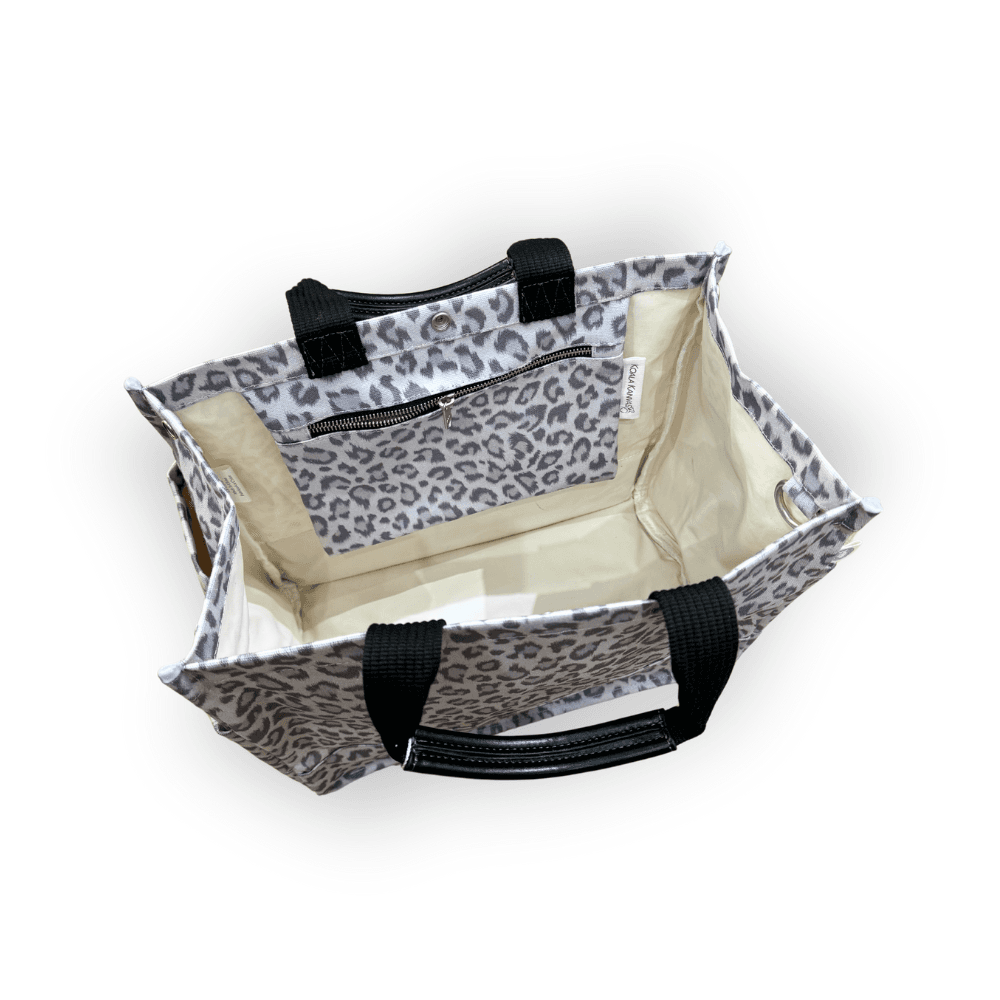 Grey Leopard Luxe North South Bag + FREE Grey & White Luxe Strap - Quilted Koala