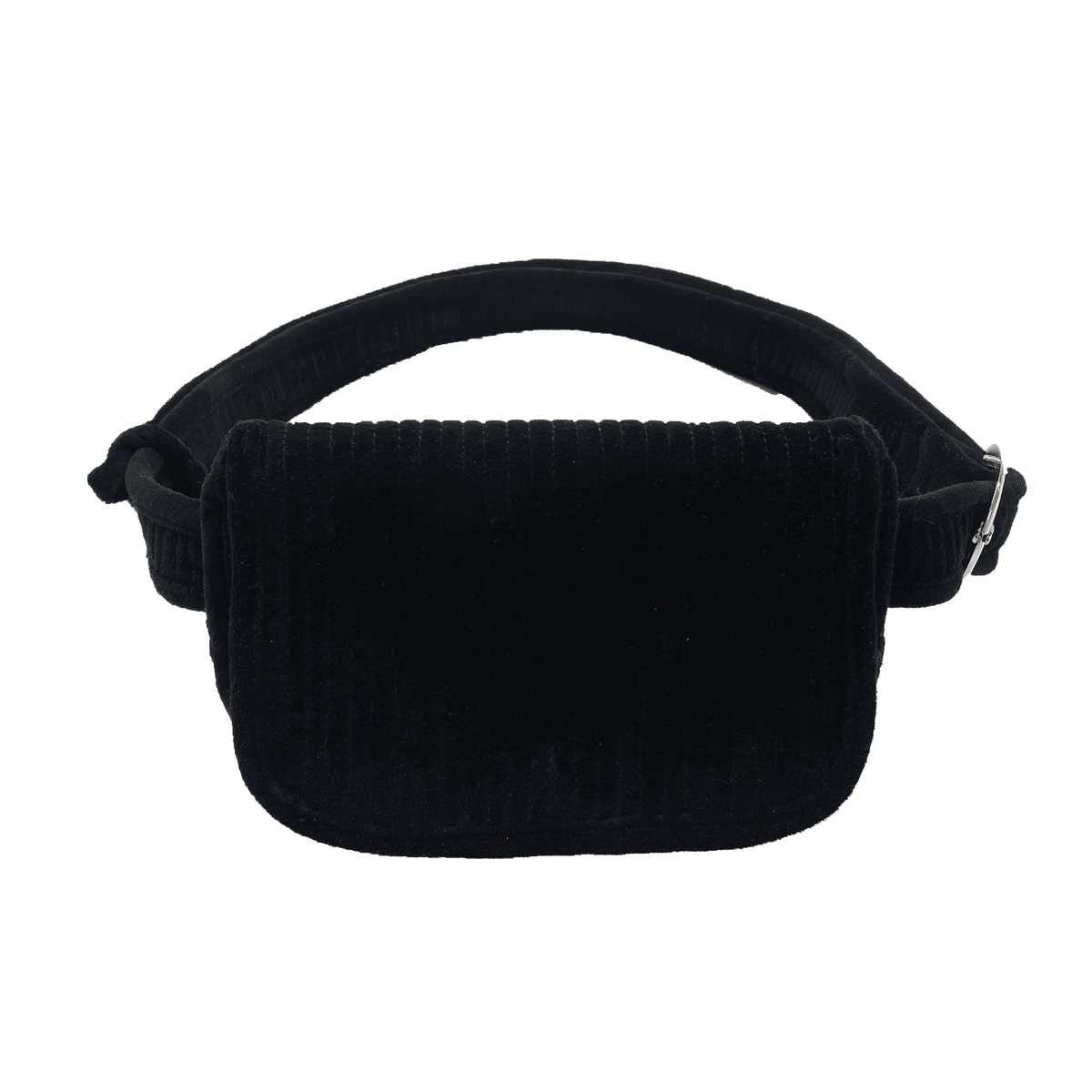 Quilted Velvet Adjustable Belt Bag - Black - Quilted Koala