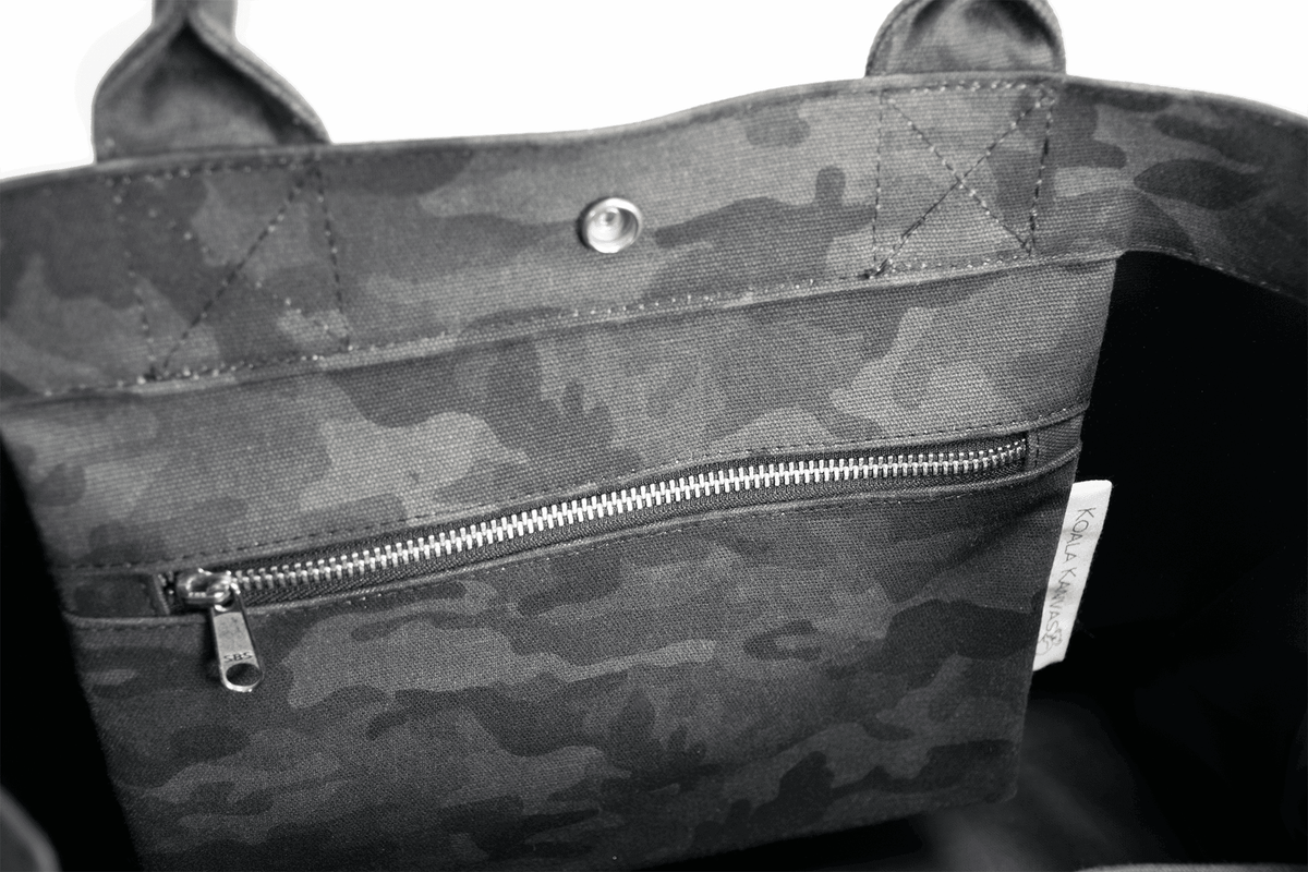 East West Bag: Black Camouflage - Quilted Koala