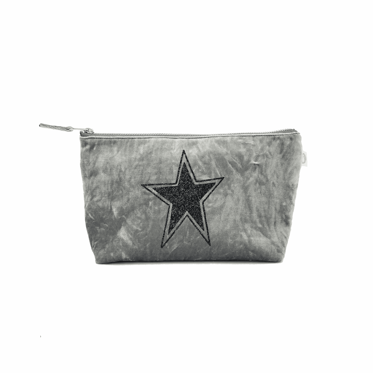 Clutch Bag: Grey Crushed Velvet - Quilted Koala