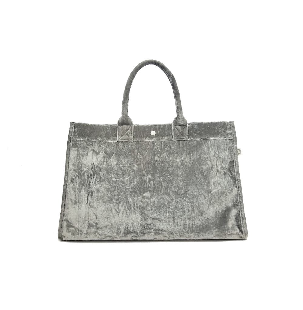 Grey Velvet East West Bag + FREE Silver Tassel - Quilted Koala