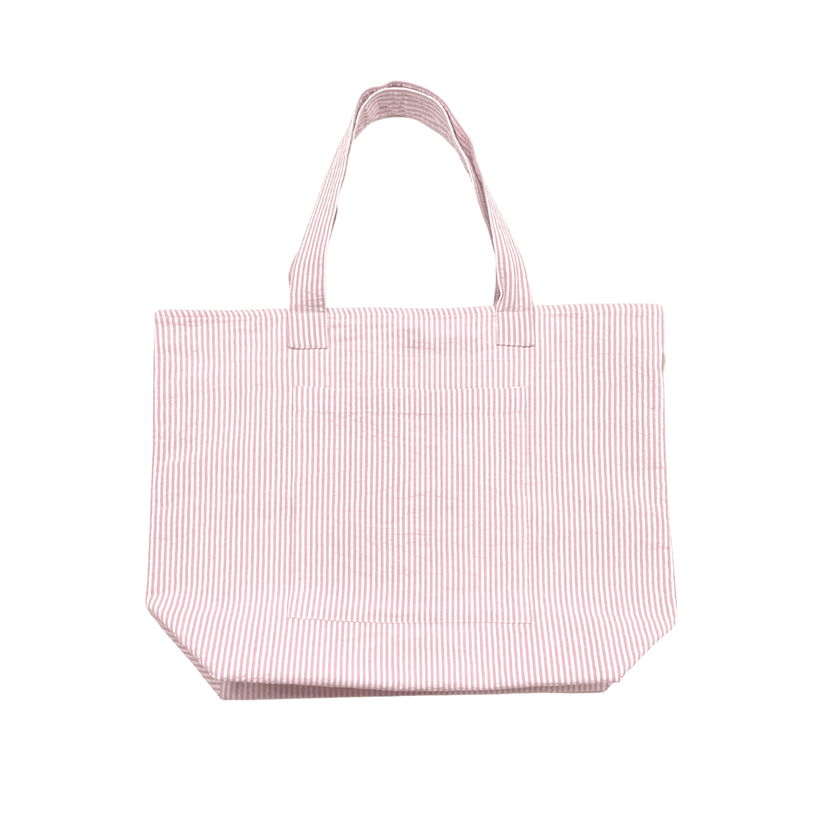 Everything Bag: Pink Seersucker - Split Letter Monogram - Quilted Koala