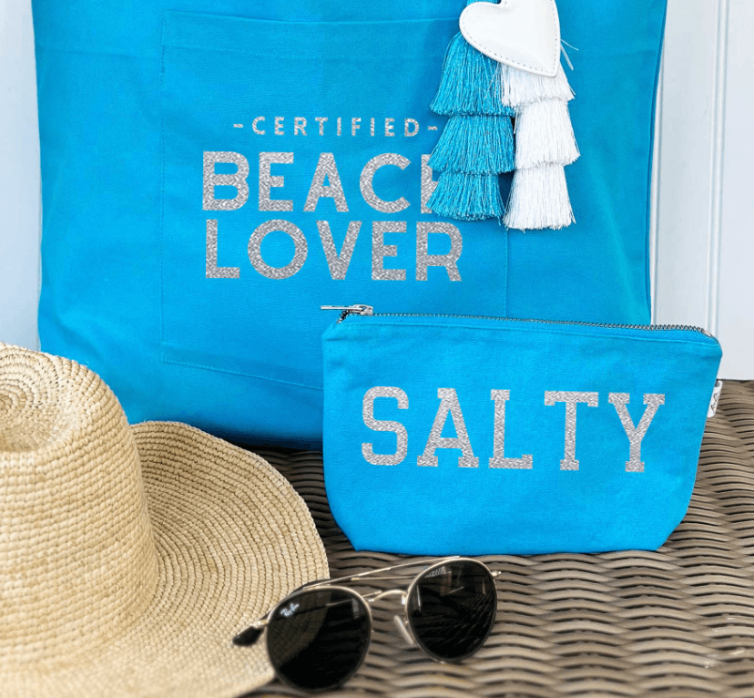 Makeup Bag: Aqua - SALTY  NEW - Quilted Koala