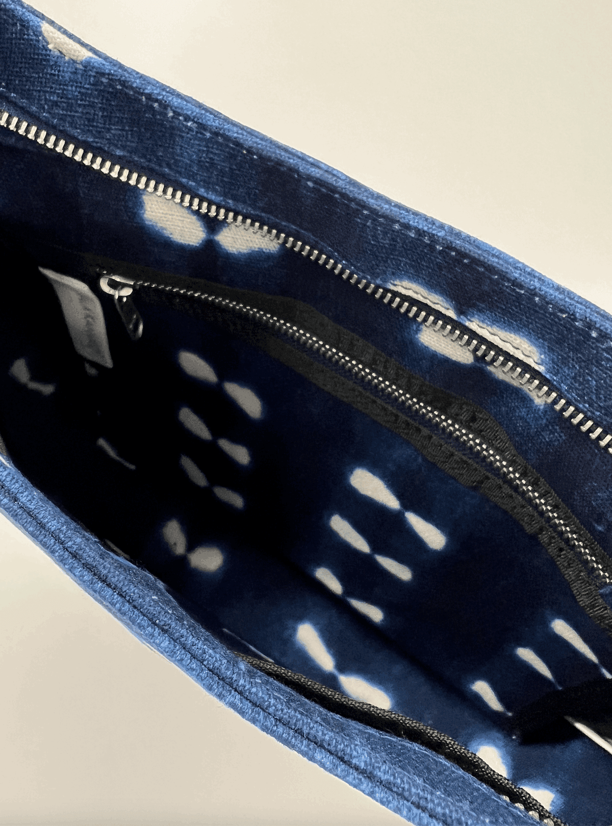 Blue Shibori City Bag with Navy and Pink Strap - Quilted Koala