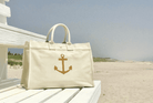 East West Bag: Natural with Gold Anchor - Quilted Koala