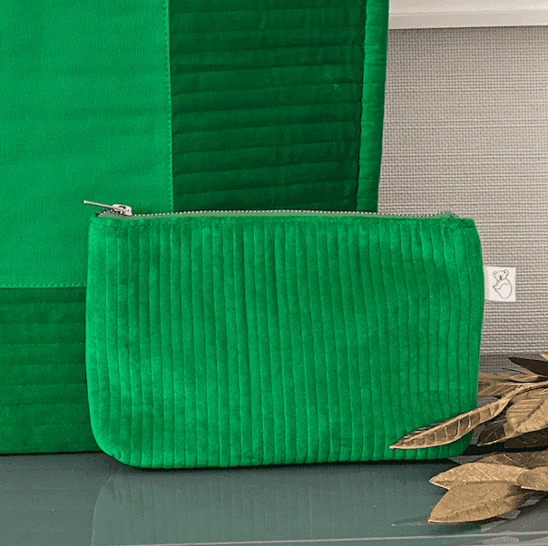 Velvet Electric Green Makeup Bag - Quilted Koala