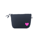 Navy Makeup Bag with Pink Heart - NEW! - Quilted Koala