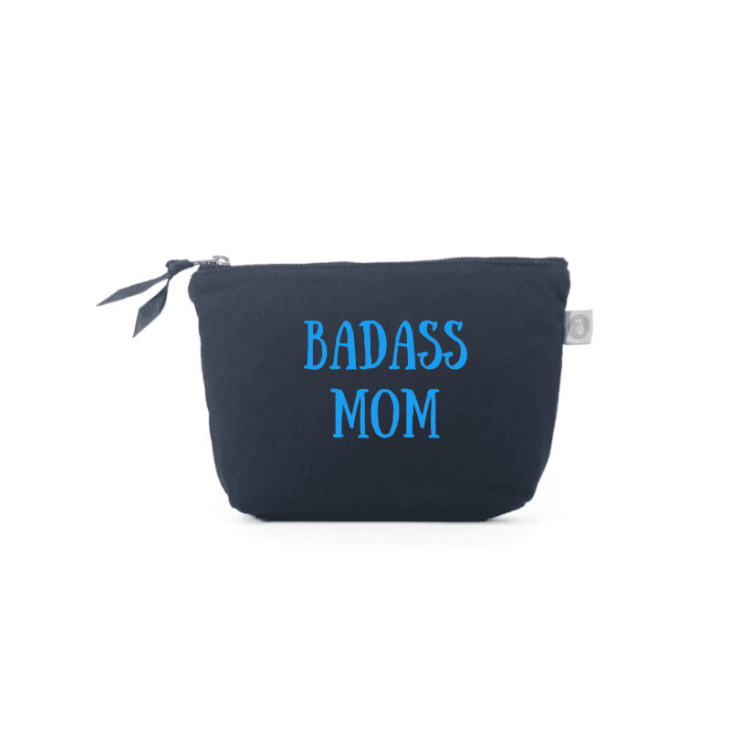 BADASS MOM - Navy Makeup Bag with Capri Blue - NEW! - Quilted Koala