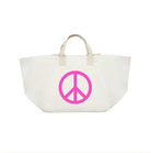 Natural Chelsea Bag with Neon Pink BOLD PEACE SIGN - Quilted Koala
