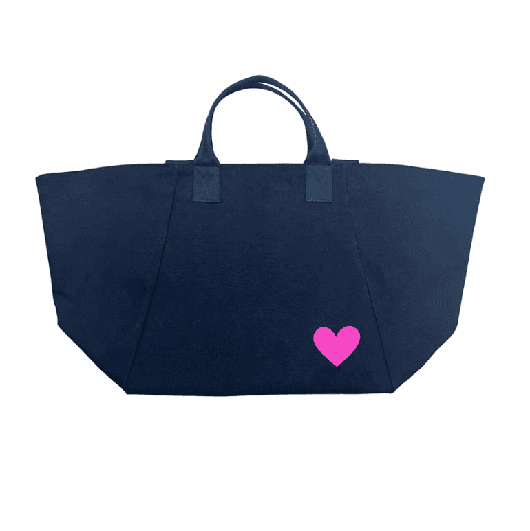Navy Chelsea Bag with Petite Heart (Pink) NEW! - Quilted Koala