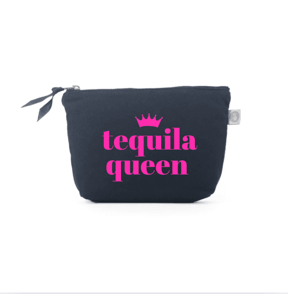 TEQUILA QUEEN - Navy Makeup Bag with Pink - NEW! - Quilted Koala