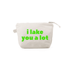 Natural Makeup Bag with Neon Green I LAKE YOU A LOT - Quilted Koala