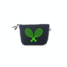 TENNIS RACQUETS Makeup Bag- Navy with Green - Quilted Koala