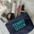 TENNIS QUEEN Makeup Bag- Navy with Aqua - Quilted Koala