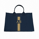Anywhere Bag - Zip-Top Tote with Trolley Sleeve MONOGRAM STRIPE (Navy) - Quilted Koala