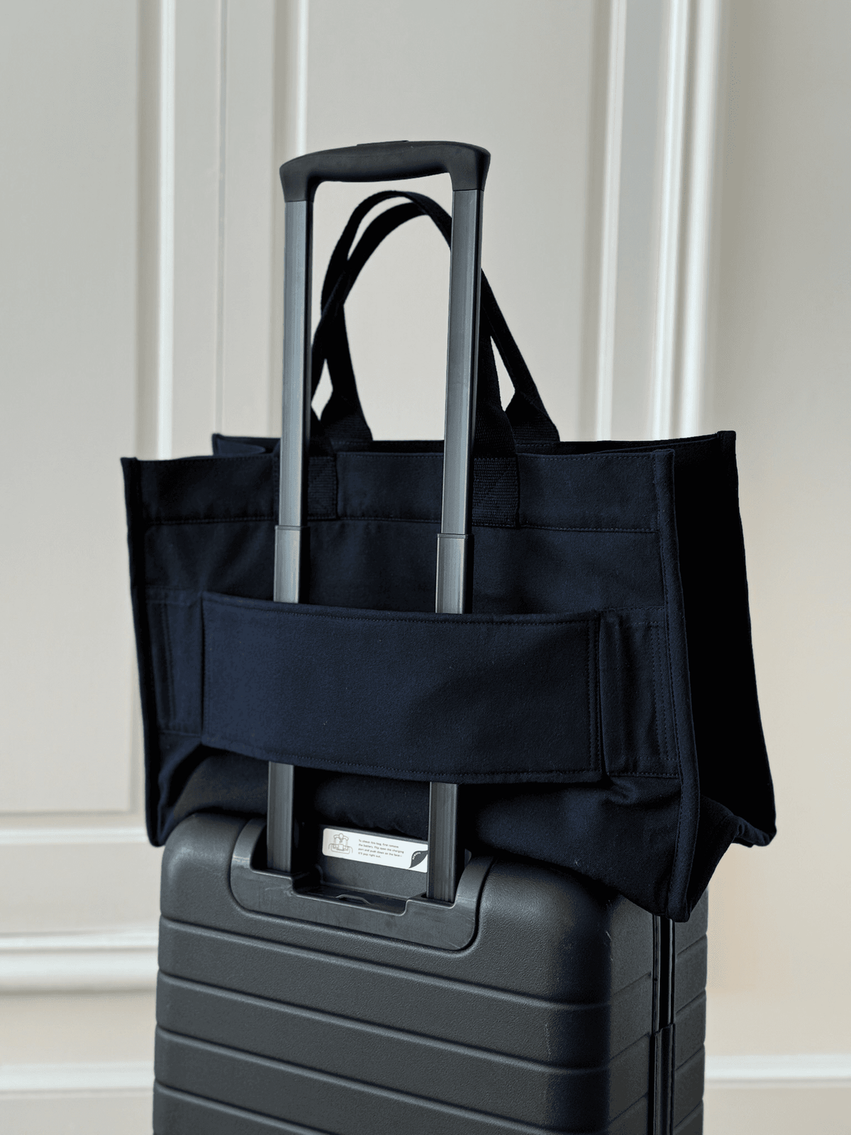 Anywhere Bag – Zip‑Top Travel Tote with Trolley Sleeve (Custom Design) - Navy - Quilted Koala