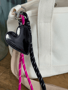 Paracord Bag Charm - Black Heart Charm with Black & Pink - Quilted Koala