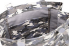 Upright Bag: Grey Camouflage with Light Blue Pom Poms - Quilted Koala