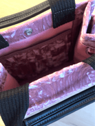 Pink Velvet Mini Luxe North South + FREE Navy/Wine Geo Strap - Quilted Koala