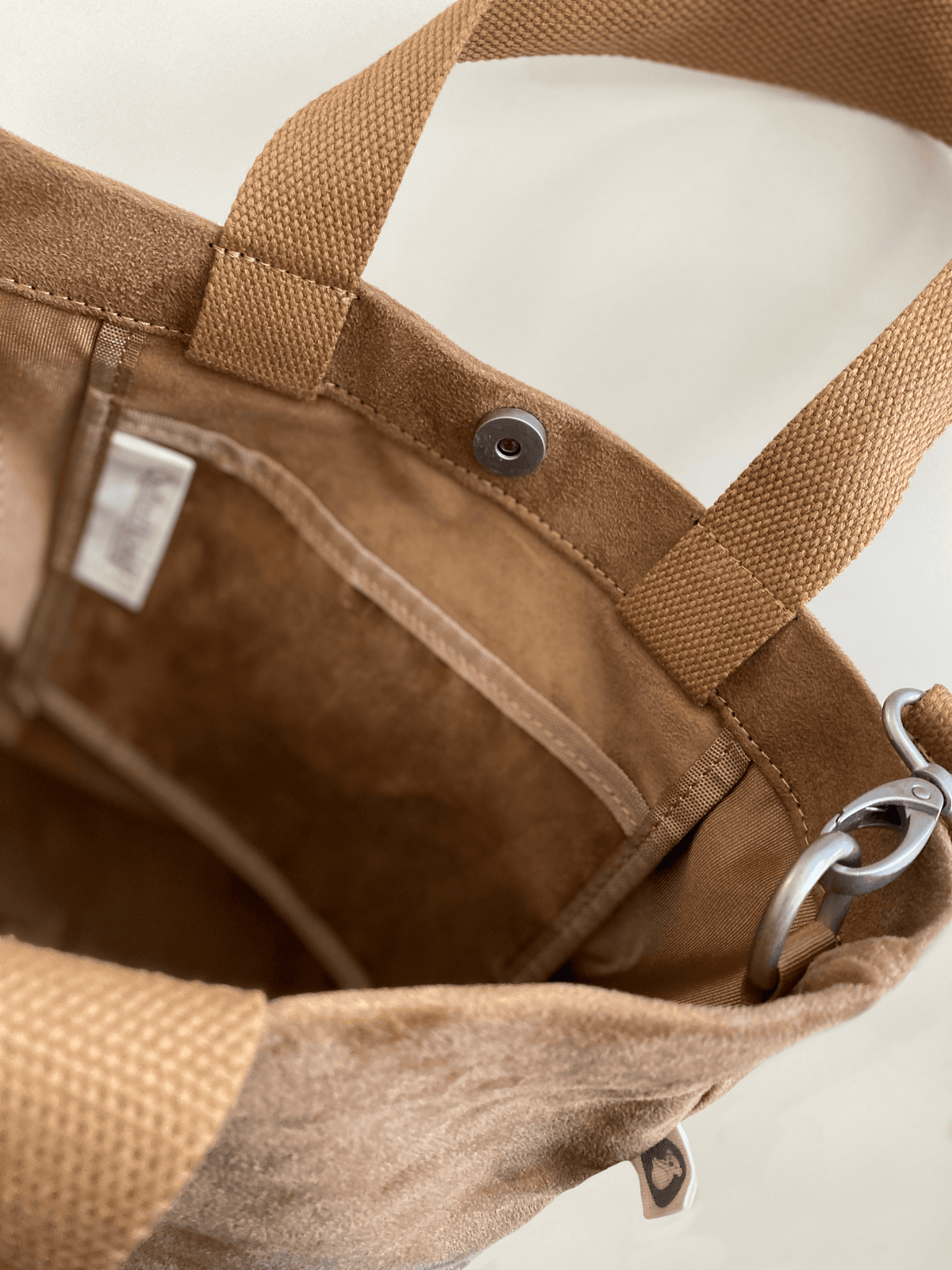 Town Crossbody Bag: Mocha Vegan Suede + Beaded Paracord Charm - Quilted Koala