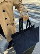 Anywhere Bag – Zip‑Top Travel Tote with Trolley Sleeve (Custom Design) - Navy - Quilted Koala