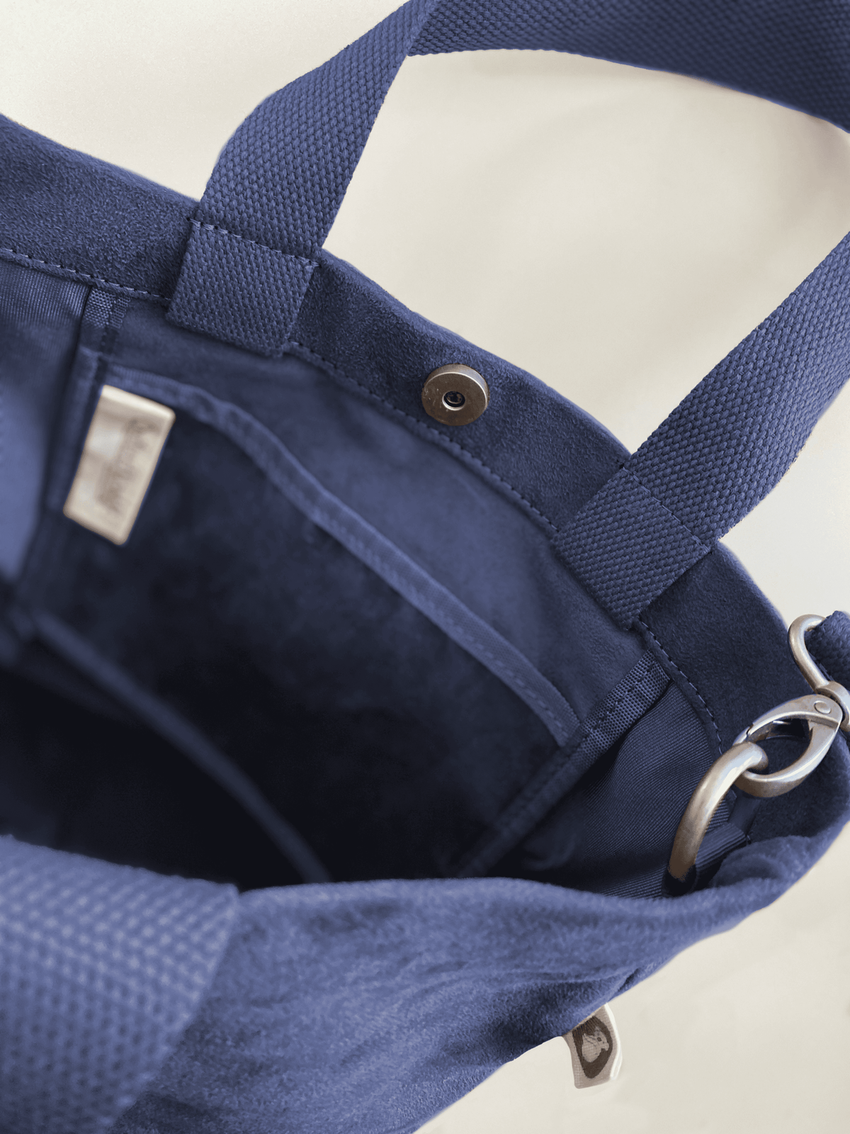 Town Crossbody Bag: Navy Vegan Suede + Beaded Paracord Charm - Quilted Koala