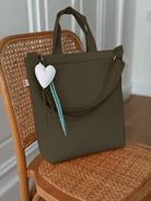 Olive Neoprene Town Bag with Heart Paracord Charm - Quilted Koala