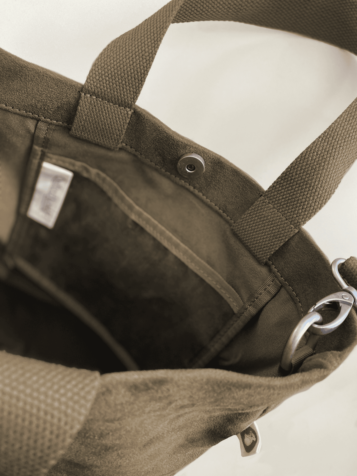 Town Crossbody Bag: Olive Vegan Suede + Beaded Paracord Charm - Quilted Koala