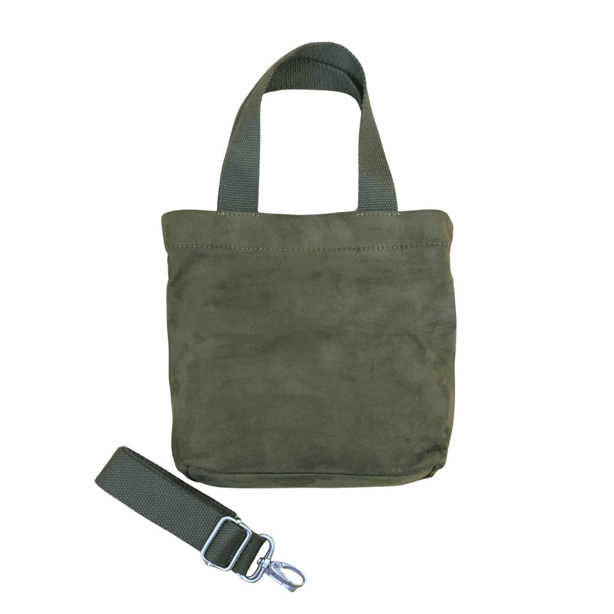 Midi Town Crossbody Bag: Olive Vegan Suede + Beaded Paracord Charm - Quilted Koala