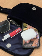 NEW Quilted Velvet Adjustable Belt Bag - Navy - Quilted Koala