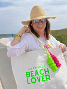Everything Bag Natural with Neon Green Certified Beach Lover - Quilted Koala