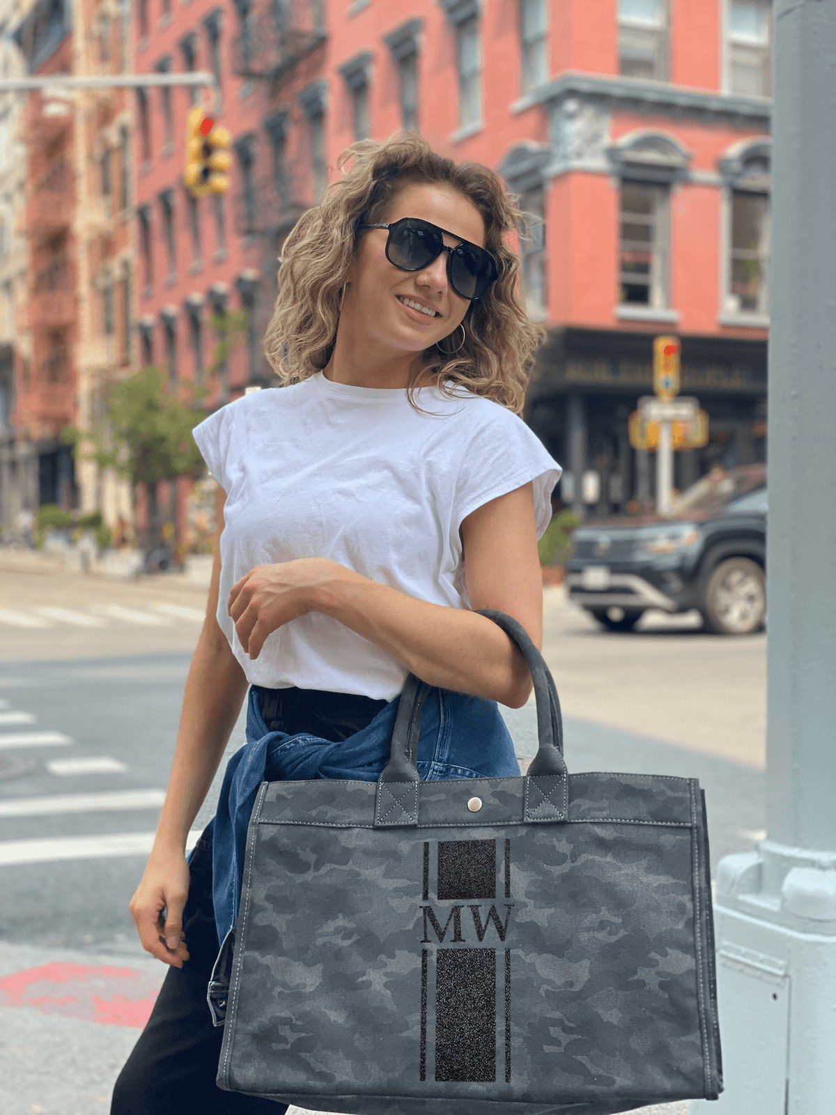 Monogram Stripe: East West Bag - Quilted Koala