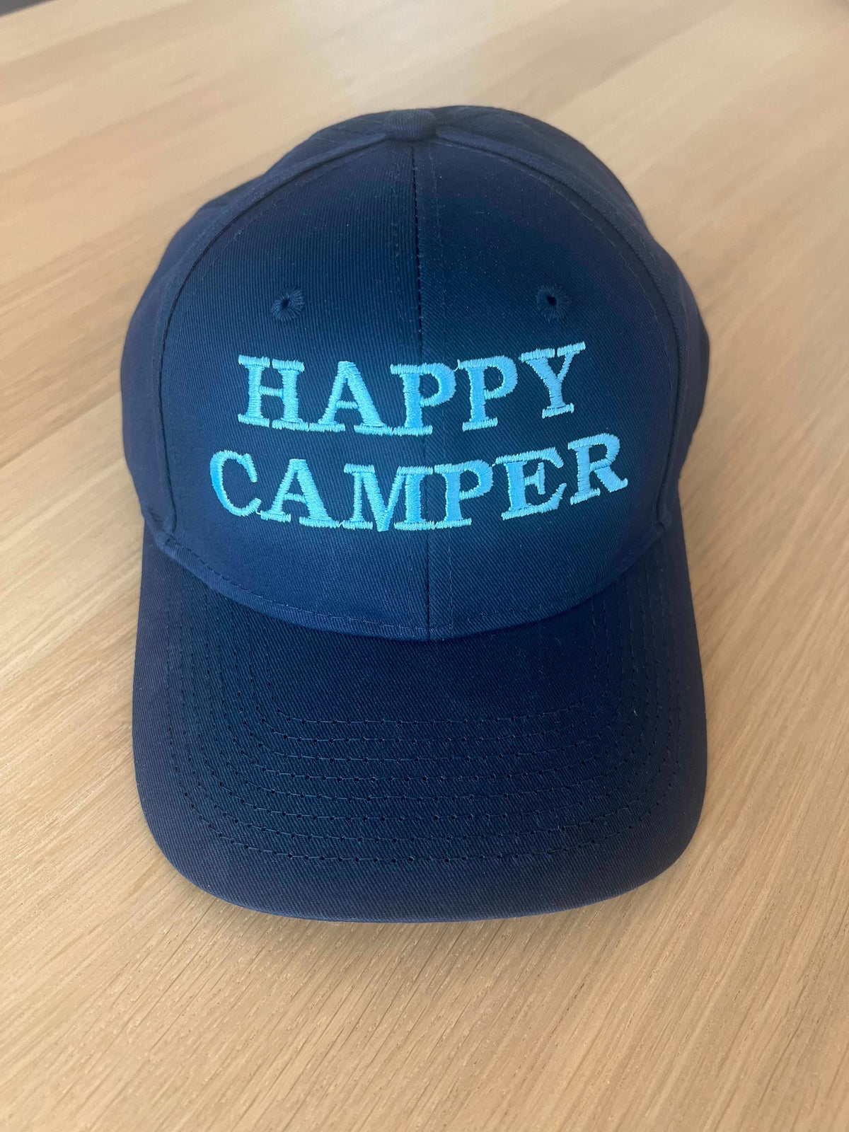 SPECIAL PREORDER! Koala Baseball Caps - "HAPPY CAMPER" in Navy & Aqua - Quilted Koala
