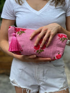 Hold Me Clutch - Quilted Pink Floral - Quilted Koala