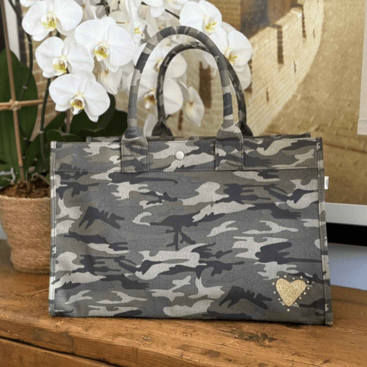 East West Bag: Green Camo - Petite GLOW HEART NEW! - Quilted Koala