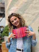 Makeup Bag Basics - PINK Happy Stripe - Quilted Koala