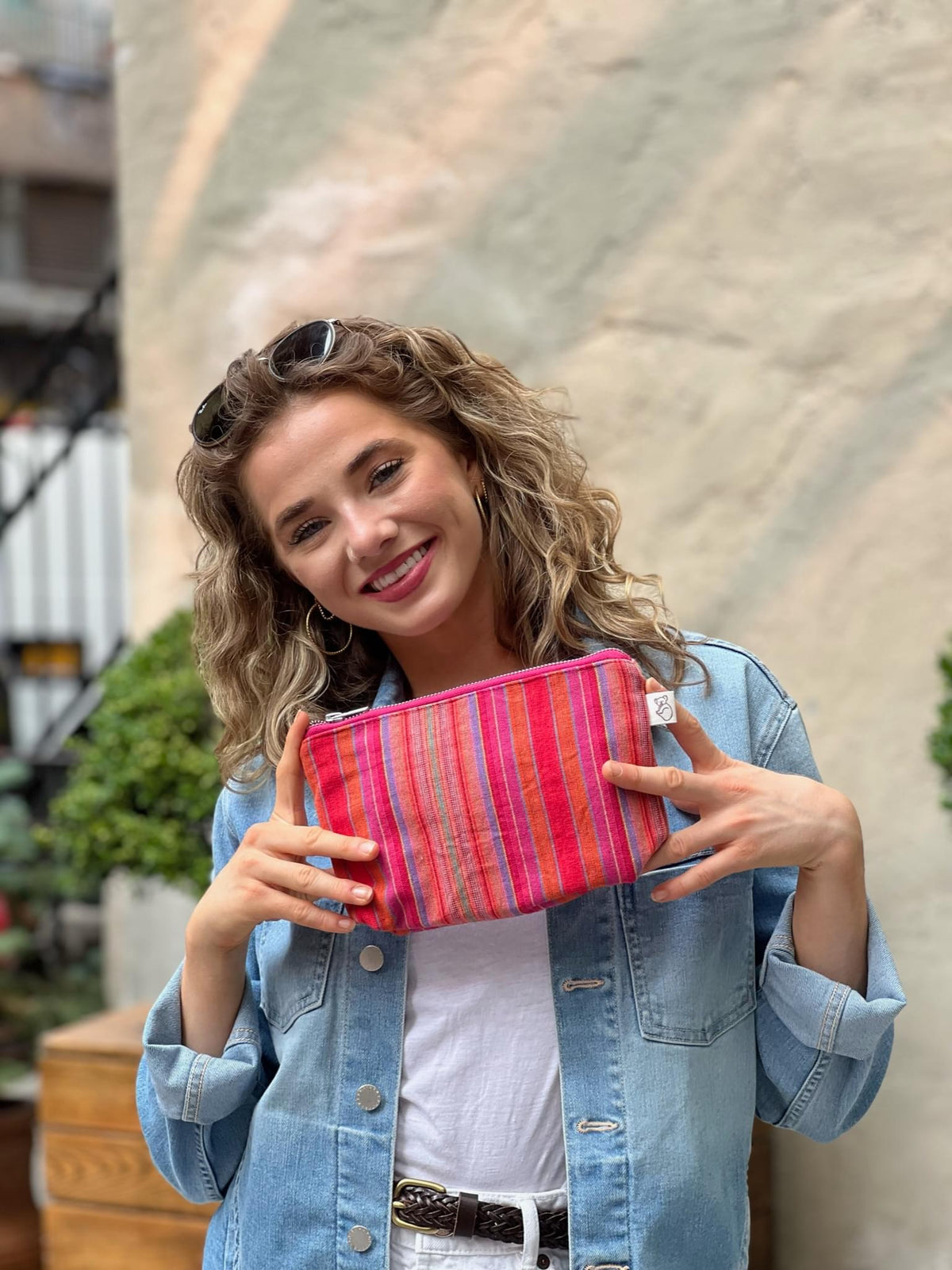 Makeup Bag Basics - PINK Happy Stripe - Quilted Koala