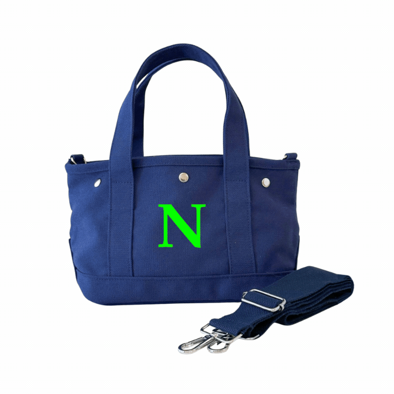 The Seaport Boat Bag - Blue Canvas Single Letter Monogram - Quilted Koala