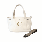 The Seaport Boat Bag - Natural Canvas Single Letter Monogram - Quilted Koala