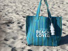 Blue Happy Stripe Everything Bag - White Matte Certified Beach Lover - Quilted Koala