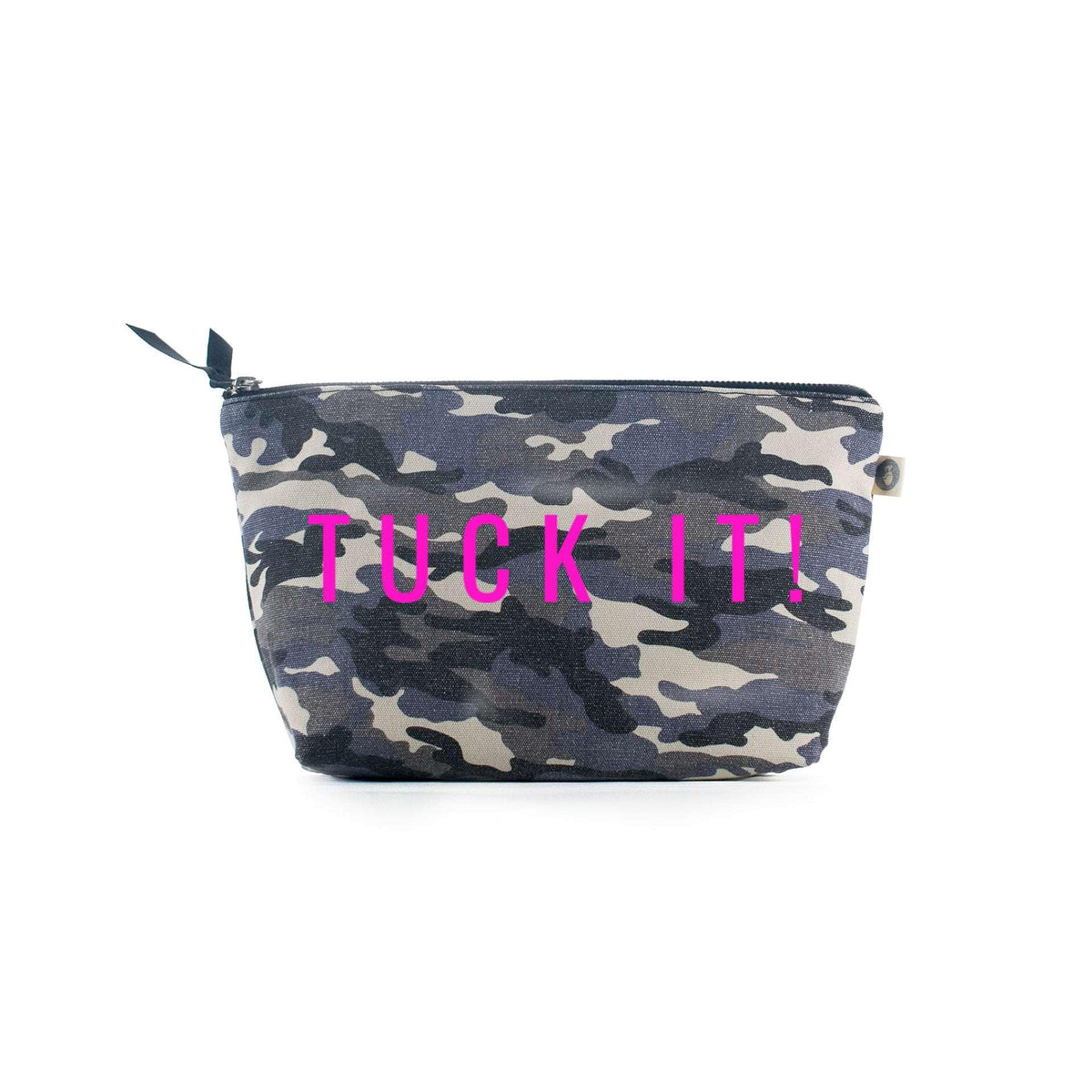 Clutch Bag Grey Camouflage with Neon Pink Tuck It! - Quilted Koala